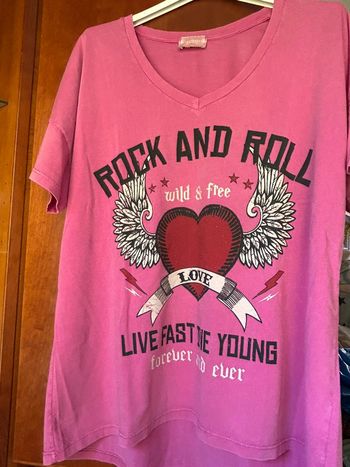 T-shirt col v rock and roll taille unique