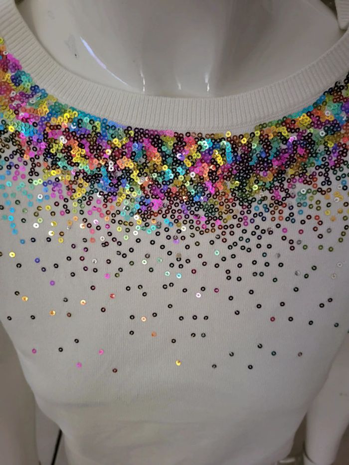 Pull demi manches à sequins - photo numéro 3