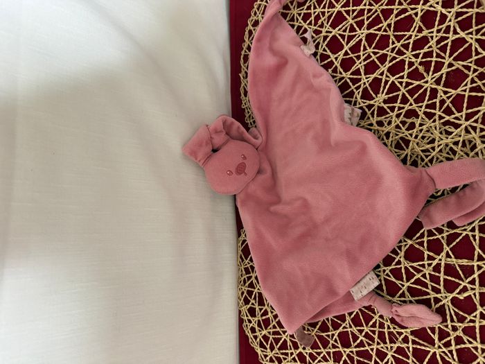 Doudou plat lapin NATTOU Lapidou rose corail losange - photo numéro 5