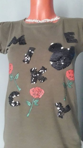 T shirt kaki et sequins Disney 16 ans