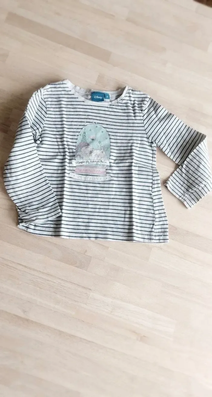 Tee-shirt rayé Reine des neiges Disney T 3ans