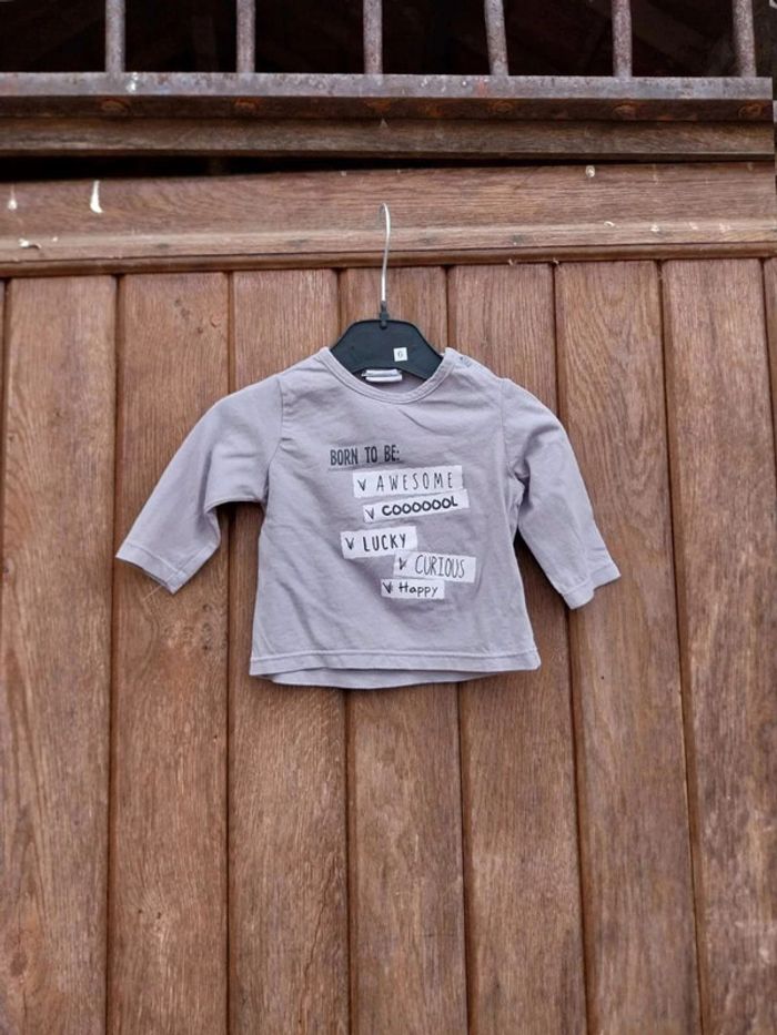 Tee-shirt manche longue bébé garçon 3 mois