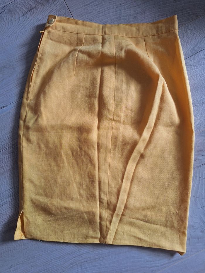 Jupe jaune vintage droite femme 32