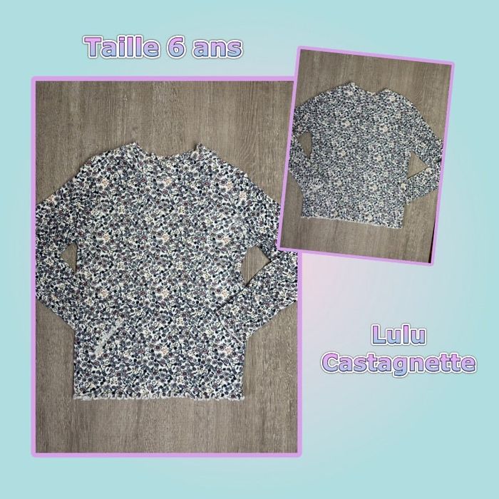 T-shirt ML en maille côtelé fleuri taille 6 ans
