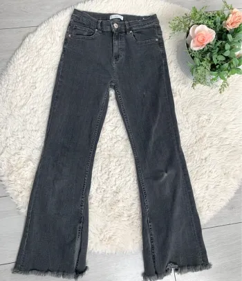 Jean noir jambe évasées fille