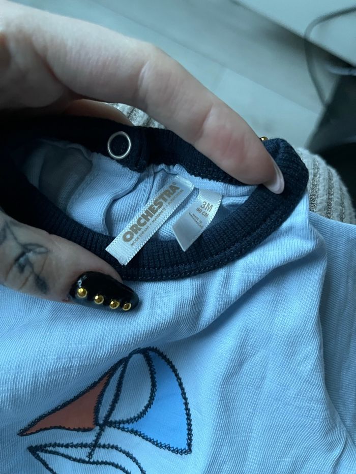 T-shirt bleu ciel trois mois - photo numéro 2