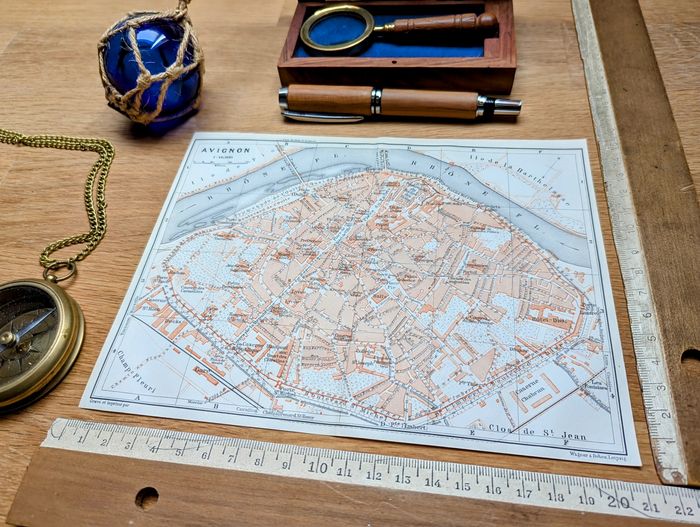 Imprimée en 1910, plan d'Avignon, Vaucluse. Original Vintage Authentique. - photo numéro 5