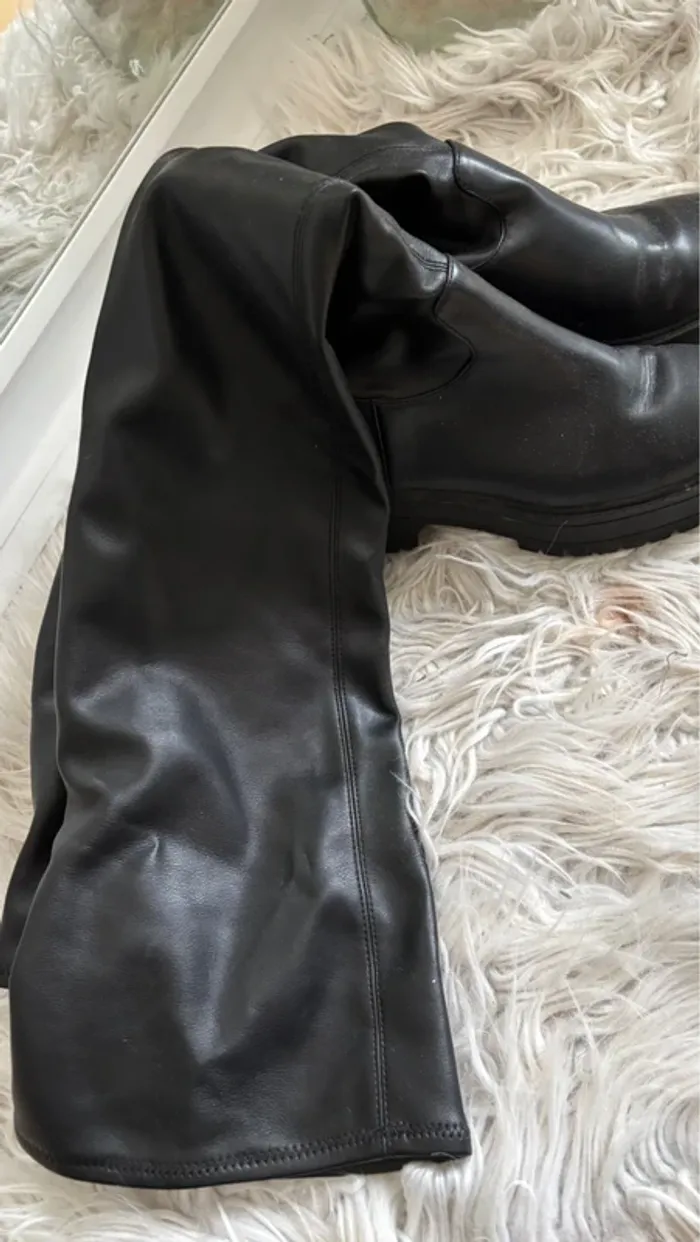 Cuissardes noires cuir h&m - photo numéro 3
