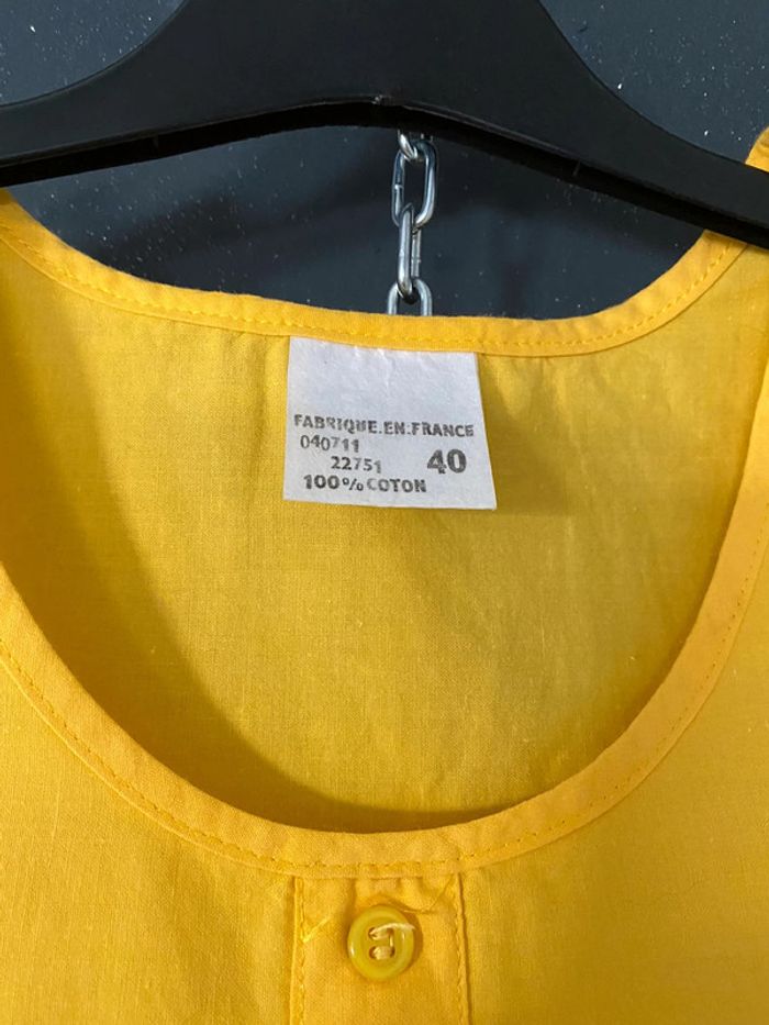 Top blouse vintage jaune tournesol 100% coton - photo numéro 2
