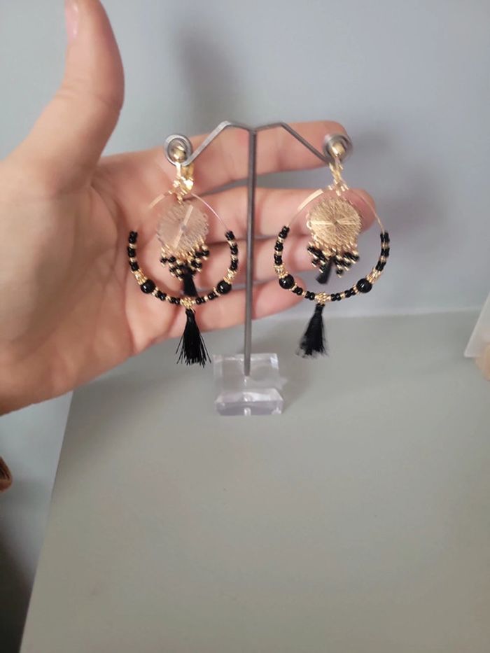 Clips "attrape rêves " acier gold et noir. - photo numéro 6