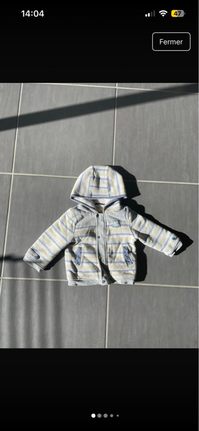 Veste Sergent Major à rayures sweat pull chaud 86cm 18/24mois