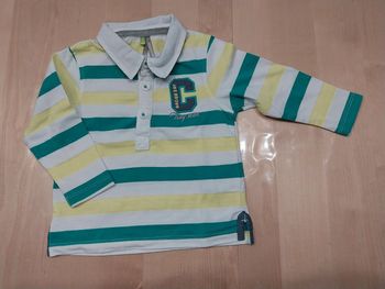 Pull polo bébé 12 mois rayé vert et blanc