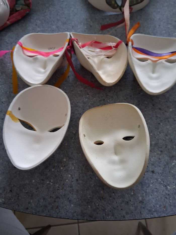 Lot de 5 masques céramique multicolore - photo numéro 2