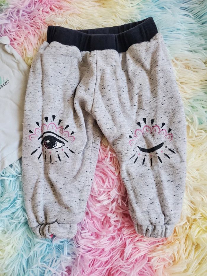 🌴 Ensemble fille marque kenzo t-shirt et pantalon réversible taille 12 mois - photo numéro 4
