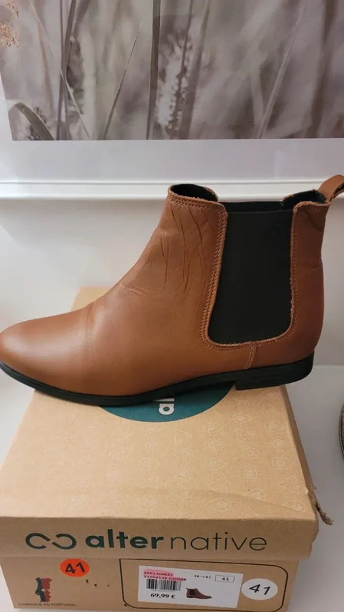 Bottines en cuir camel neuves taille 41 - photo numéro 10