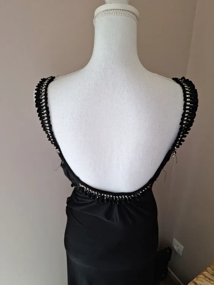 Robe longue de soirée avec strass noire t40 #F40L-075 - photo numéro 4