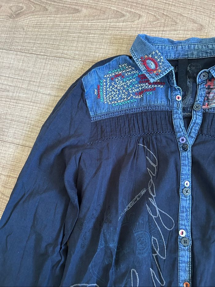 Chemise bleue bi matière Desigual taille M TBE - photo numéro 9