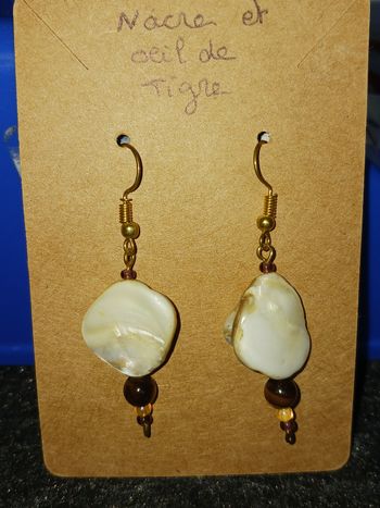 Boucle doreille acre et oeil de tigre 