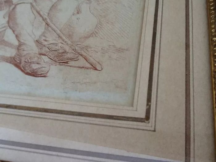 Ancienne gravure à suspendre façon sanguine " Le fumeur " l' homme à la pipe - photo numéro 4