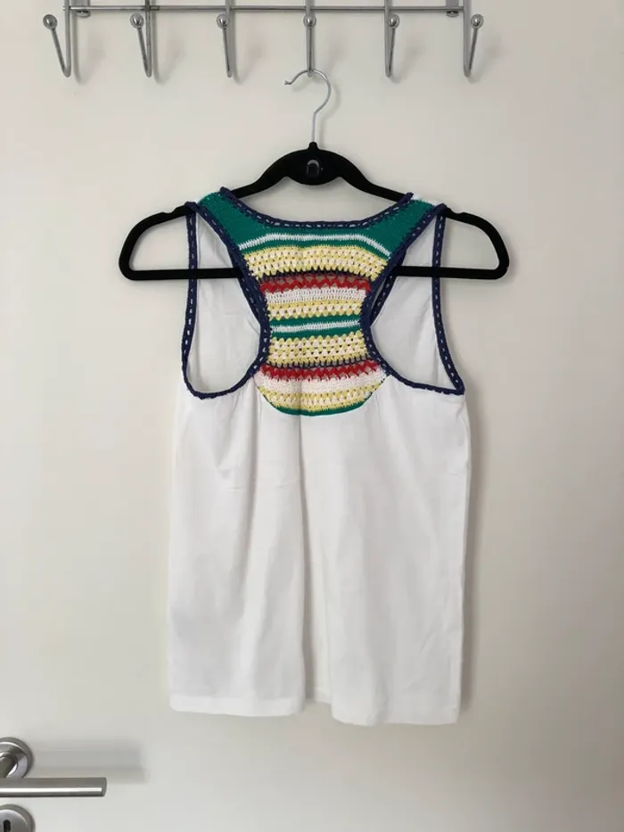 Débardeur blanc et broderie IKKS taille S - photo numéro 2