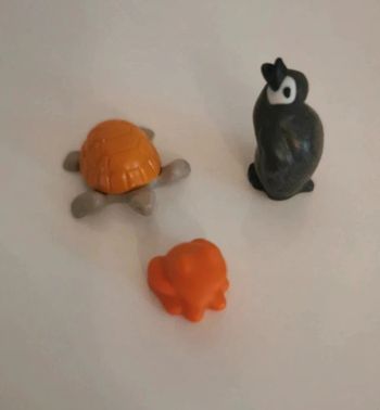 Playmobil lot animaux manchot tortue grenouille orange