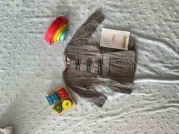 robe manches longues gris chiné avec broderie 6 mois cadet rousselle