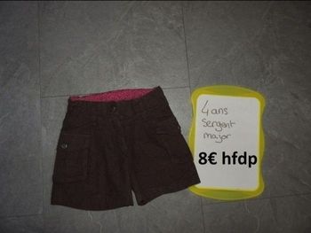 Short sergent major taille 4 ans