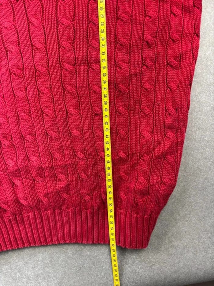 Pull d’hiver torsadé en maille Ralph Lauren rouge col V taille XL femme - photo numéro 12