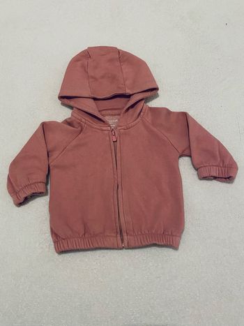 Gilet à capuche bébé 0-3 mois – Uni marron/terracotta – Très bon état