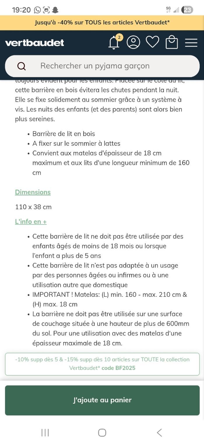 Barrière de sécurité Lit en bois - photo numéro 4