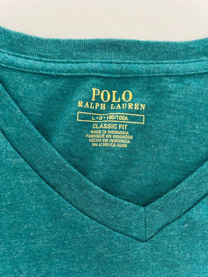 T-shirt Ralph Lauren col V vert homme taille L - photo numéro 4
