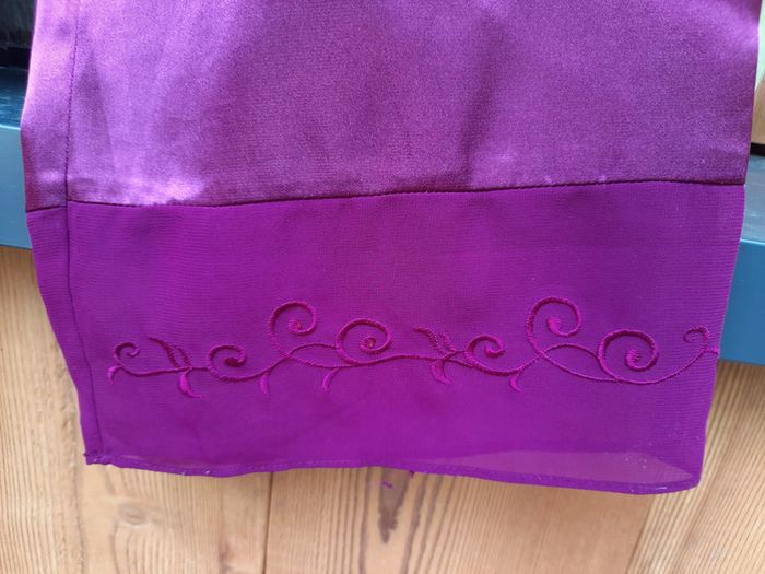 Superbe pyjama 2 pièces Etam, satin et transparent, violet, taille 38 - photo numéro 9