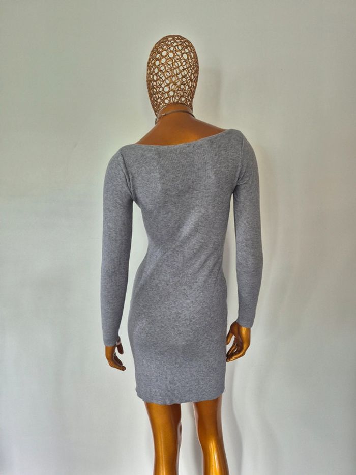 Robe Manches Longues Femme Grise avec Strass Taille Unique - photo numéro 2