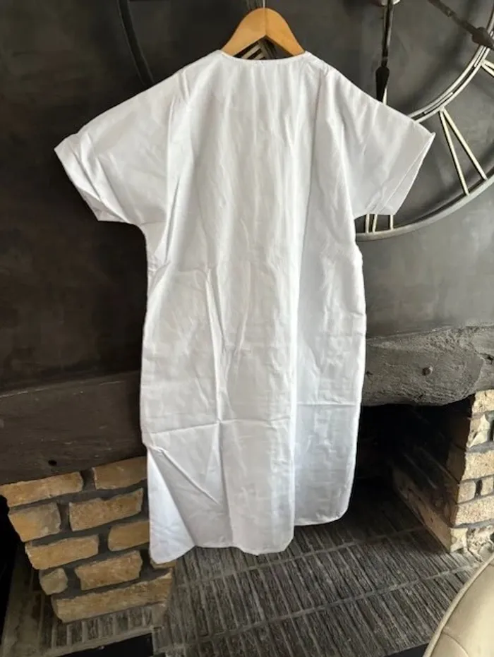 Blouse longue de travail femme en coton strillé taille 40 / L - photo numéro 3