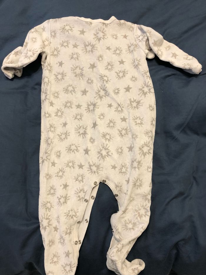 Pyjama blanc velours à paillettes argentées Petit Bateau 18 mois - photo numéro 4