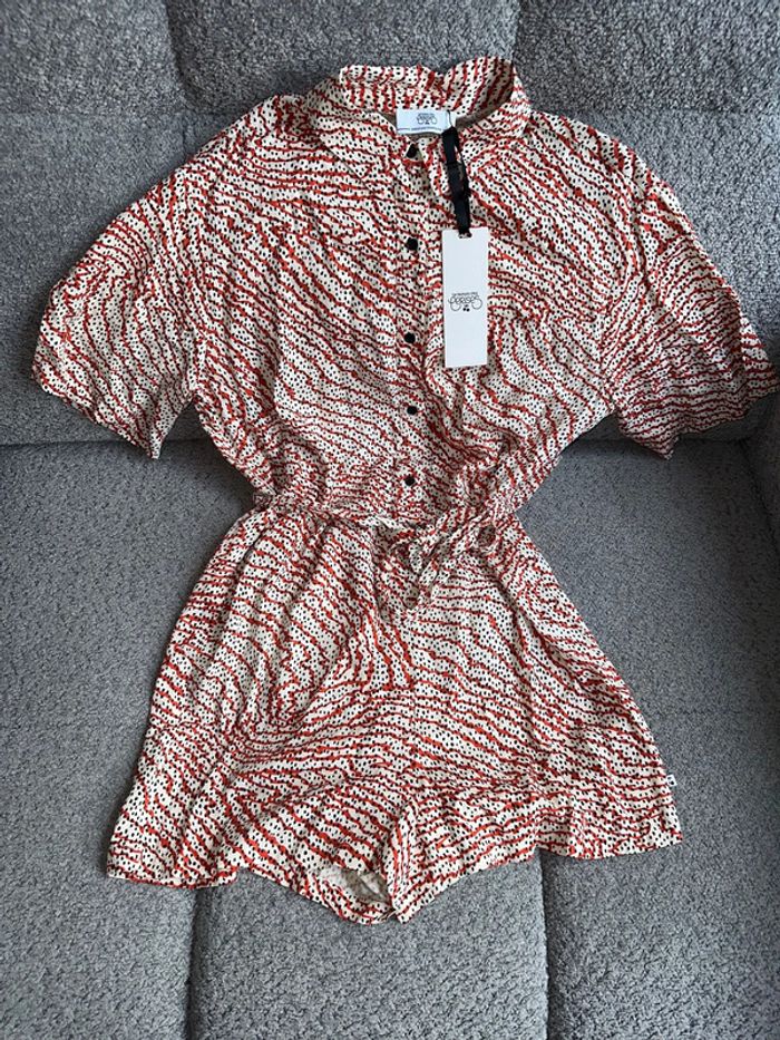 Combi short à motifs orange et noir Le Temps des Cerises - photo numéro 2