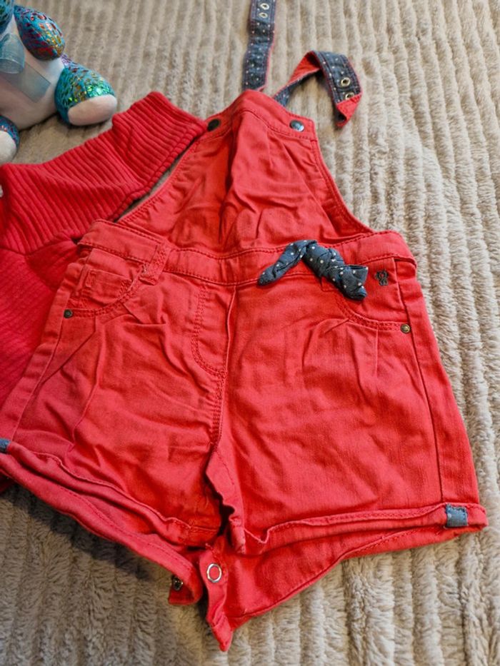 Ensemble gilet et salopette Obaïbi 6 mois rouge - photo numéro 2