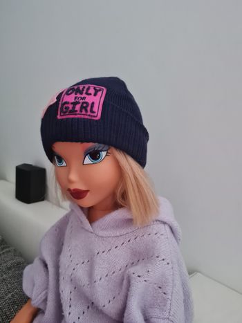 Bonnet fille hiver chaud marine et rose 2 à 4 ans – neuf