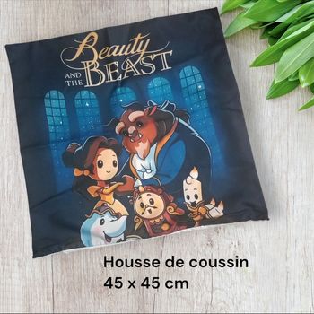 Housse de coussin la Belle et la bête princesses Disney