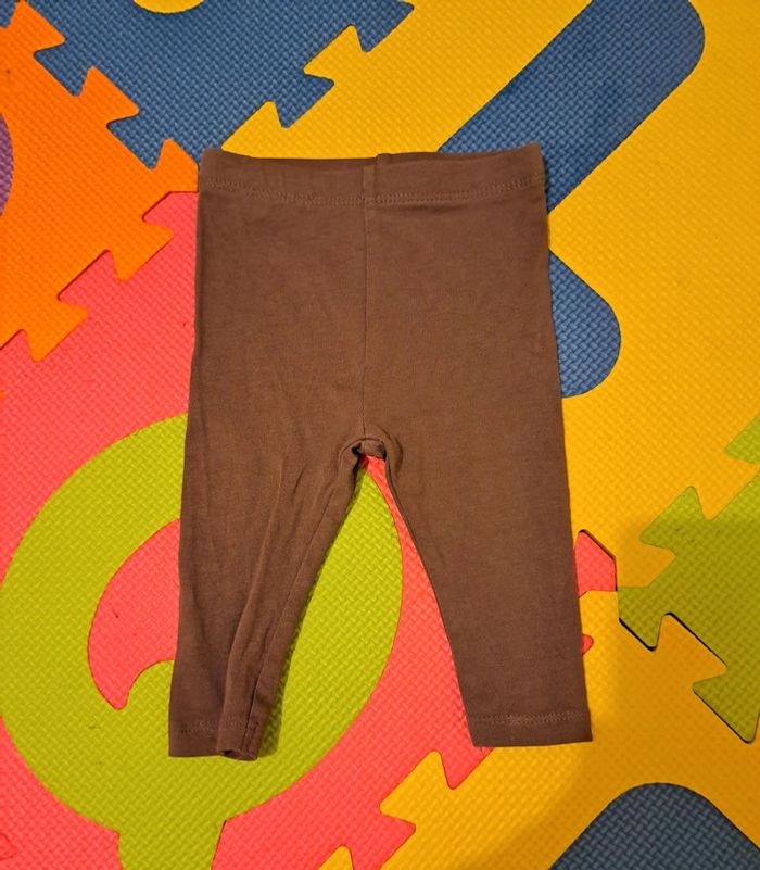 Lot 2 legging marron blanc, pat et ripaton, taille 3 mois (60 cm) - photo numéro 5