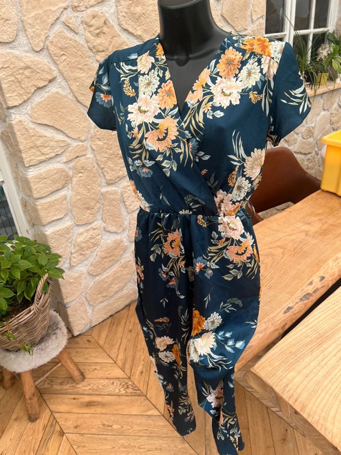 Millenium Combi taille S 36 femme bleu marine fleurs pantalon combinaison - photo numéro 6