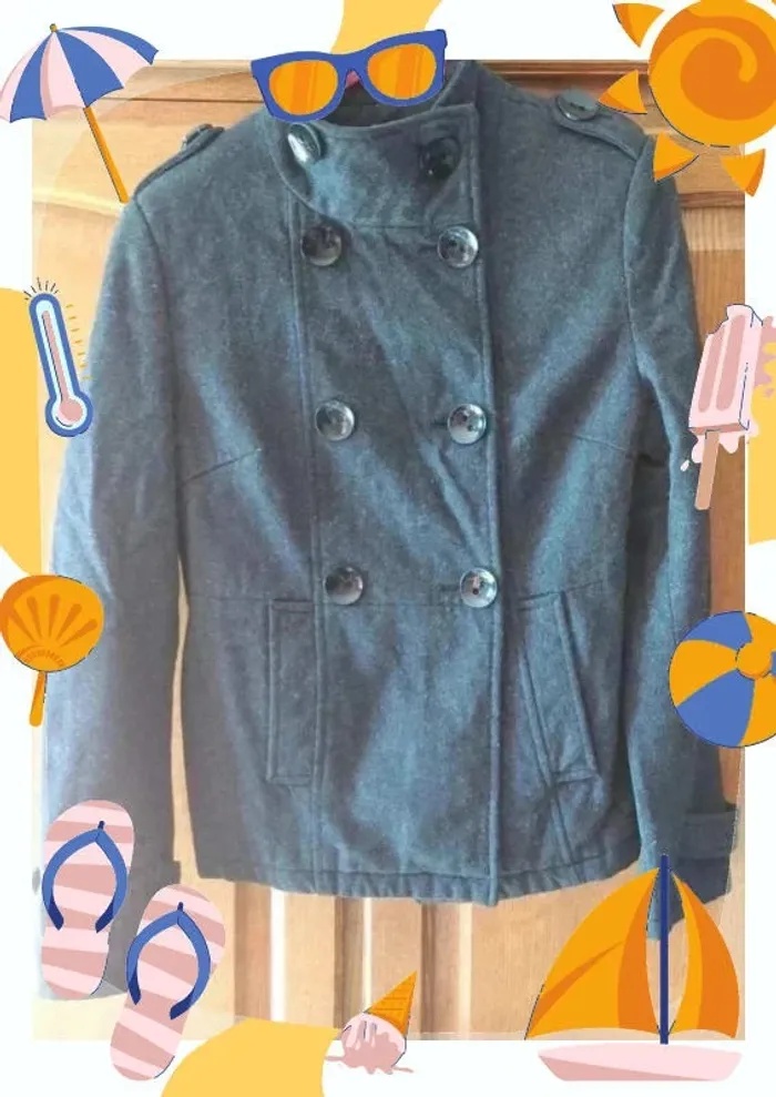 Veste caban court en laine femme - photo numéro 2