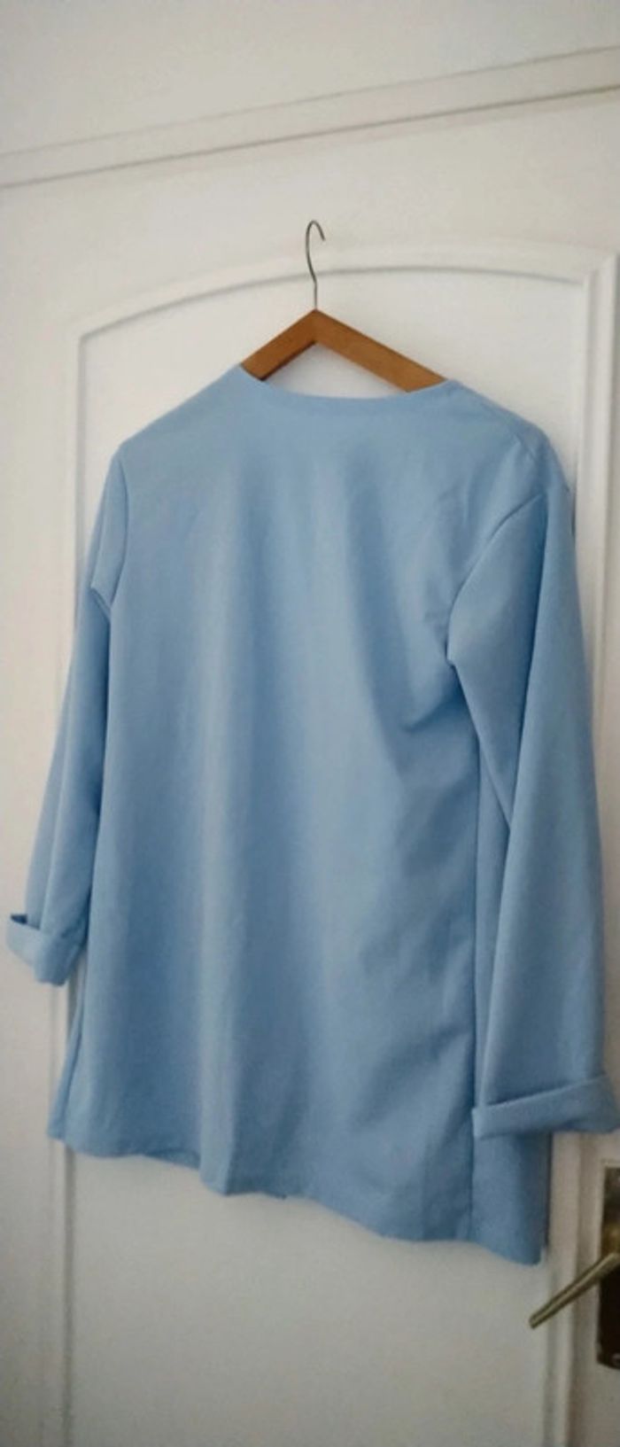Veste longue bleu ciel femme xs shein - photo numéro 4