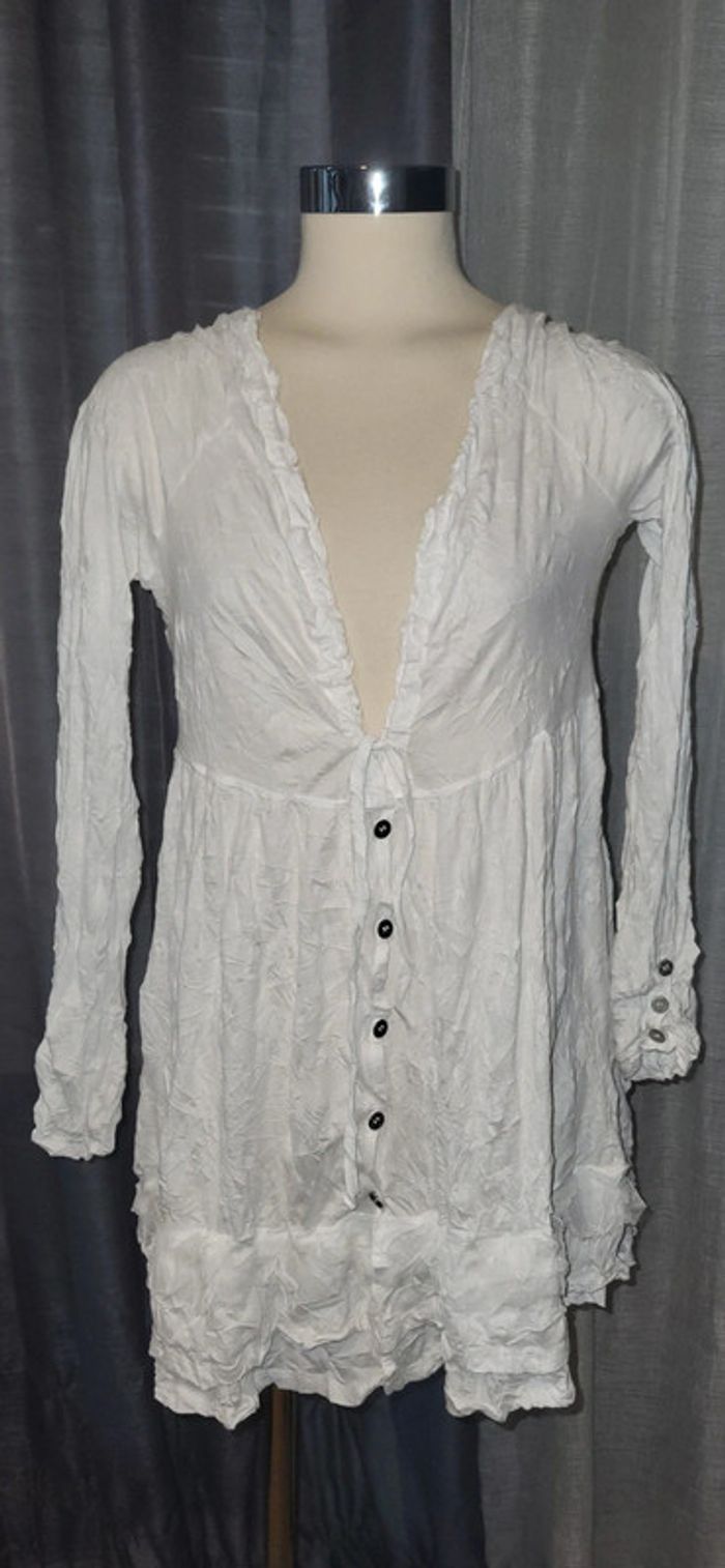 Veste longue blanche effet froissée Lauren Vidal S