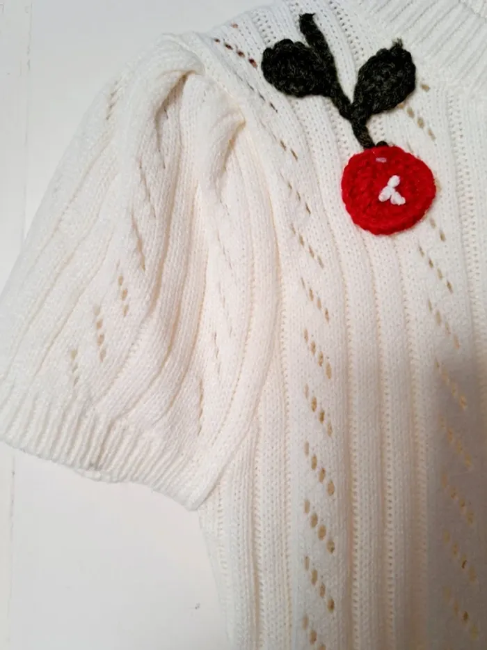 Robe longue en maille motifs fleurs. Esprit vintage. - photo numéro 4