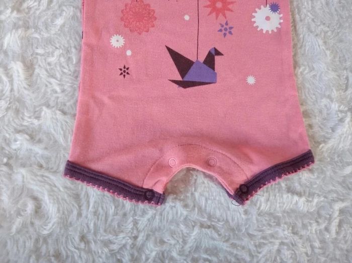 Barboteuse Combishort combinaison été Fille 3 mois Oiseaux Origami Kitchoun - photo numéro 5