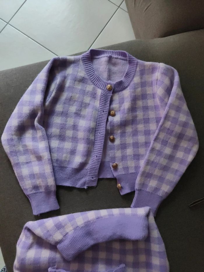 Ensemble 3 pièces mauve à carreaux - photo numéro 4