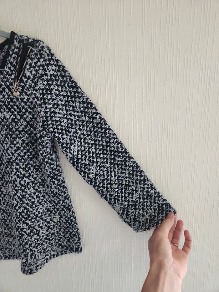 Pull doux noir et blanc détail fermeture éclair aux épaules 6 ans - photo numéro 5