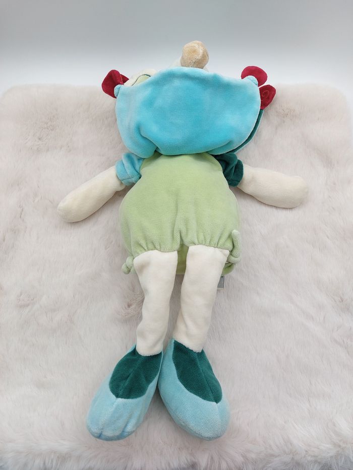 Ancien Doudou et Compagnie Peluche souris grand modèle Filousine écru vert bleu - photo numéro 8