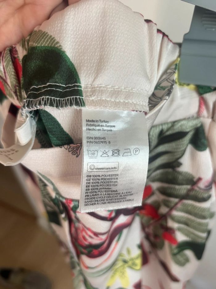 Pantalon léger H&M en polyester fleuri blanc taille L/40 - photo numéro 7
